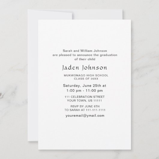 Moderne Minimalistische Grad PHOTO Afstudeerfeest Kaart (Achterkant)