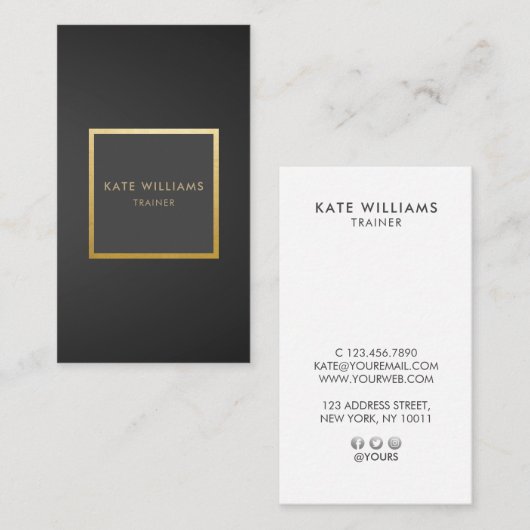 Moderne minimalistische gradiënt Gold Luxe Vertica Visitekaartje (Voorkant / Achterkant)
