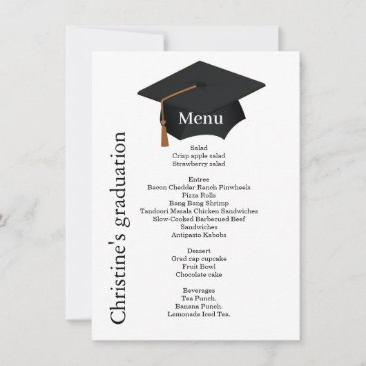 Moderne minimalistische Graduation Party Menu Kaar Kaart (Voorkant)