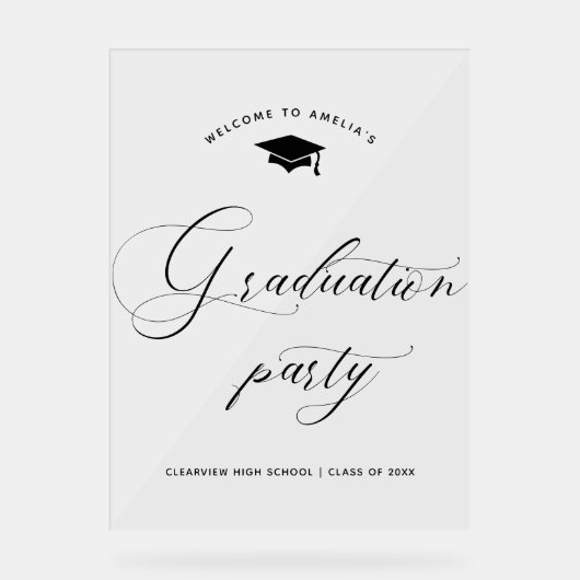 Moderne Minimalistische GraduPartij Welkom Acryl Bord