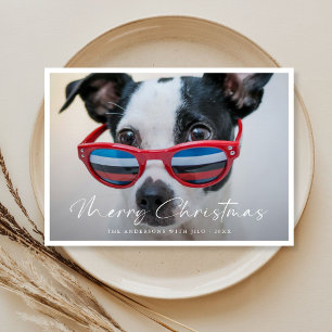 Moderne minimalistische grappige hond Familie Foto Feestdagenkaart