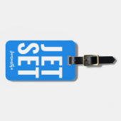 Moderne Minimalistische Grappige Jet Set Bold Neon Bagagelabel (Voorkant horizontaal)