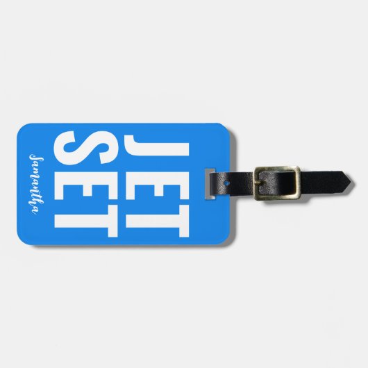 Moderne Minimalistische Grappige Jet Set Bold Neon Bagagelabel (Voorkant horizontaal)