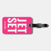 Moderne Minimalistische Grappige Jet Set Bold Neon Bagagelabel (Achterkant horizontaal)