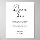 Moderne minimalistische grappige open bar bruiloft poster (Voorkant)