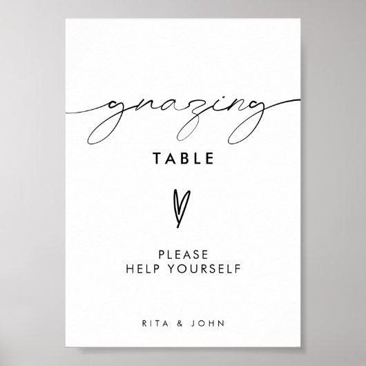 Moderne minimalistische grazende tafel bruiloft te poster (Voorkant)