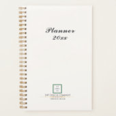 Moderne minimalistische Green Border Logo Business Planner (Voorkant)