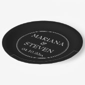 Moderne minimalistische grens zwart papieren bordje (Gekanteld)