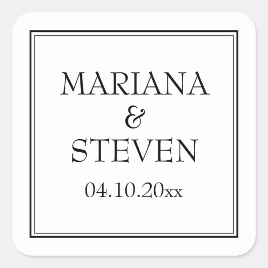 Moderne minimalistische grens zwart-wit vierkante sticker (Voorkant)