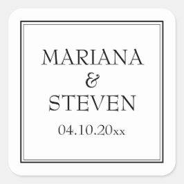 Moderne minimalistische grens zwart-wit vierkante sticker