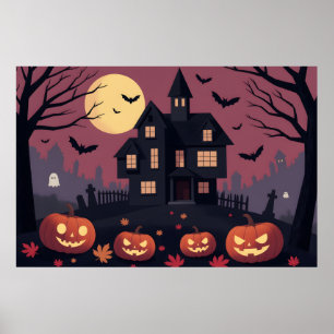 Moderne Minimalistische Griezelen Halloween Grafis Poster