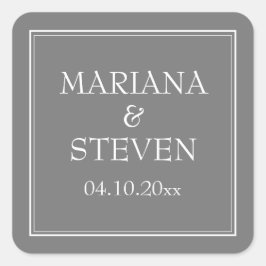 Moderne Minimalistische Grijs Vierkante Sticker