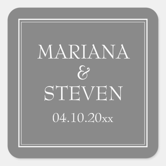 Moderne Minimalistische Grijs Vierkante Sticker (Voorkant)