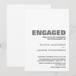Moderne minimalistische grijs wit verlovingsfeest kaart