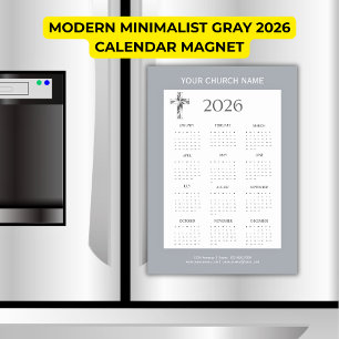 Moderne Minimalistische Grijze 2026 Agenda Magneet