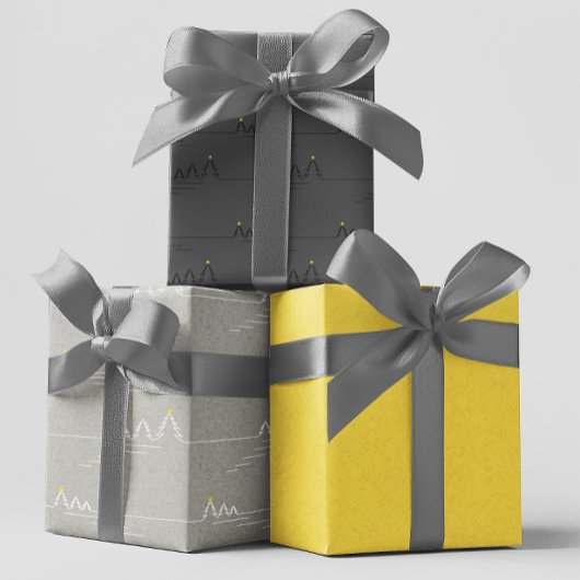 Moderne minimalistische grijze boom ster Kerstmis Inpakpapier Vel