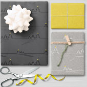 Moderne minimalistische grijze boom ster Kerstmis Inpakpapier Vel