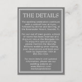 Moderne minimalistische grijze bruiloft - details informatiekaartje (Voorkant)