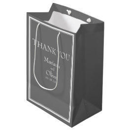 Moderne Minimalistische Grijze Bruiloft Medium Cadeauzakje