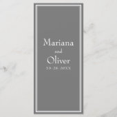 Moderne minimalistische grijze bruiloft menu (Achterkant)