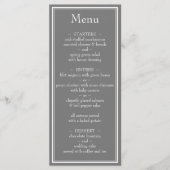 Moderne minimalistische grijze bruiloft menu (Voorkant)