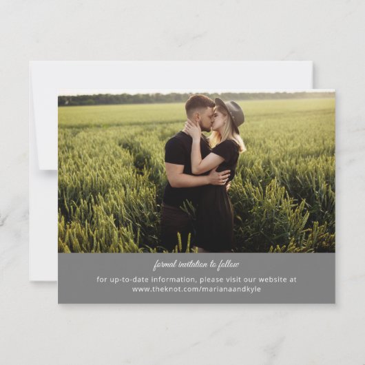 Moderne minimalistische grijze foto Save the Date (Achterkant)