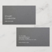 Moderne, minimalistische grijze geborsteld metaal visitekaartje (Voorkant / Achterkant)