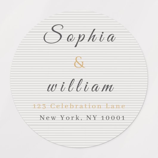 Moderne Minimalistische Grijze Gestreepte Trouw Labels (Design 1)