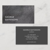 Moderne, minimalistische, grijze kunstleer visitekaartje (Voorkant / Achterkant)