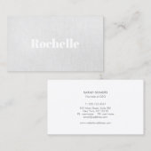 Moderne minimalistische grijze linnen achtergrond visitekaartje (Voorkant / Achterkant)