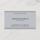 Moderne minimalistische grijze Sjabloon Elegant Tr Visitekaartje (Achterkant)