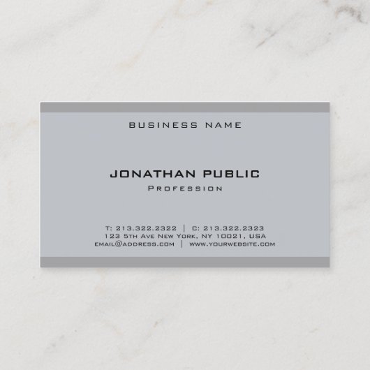 Moderne minimalistische grijze Sjabloon Elegant Tr Visitekaartje (Achterkant)