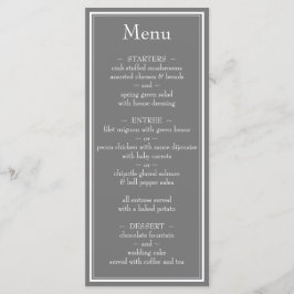 Moderne Minimalistische Grijze Trouwmenu Menu