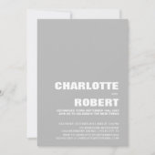 Moderne Minimalistische Grijze Trouwreceptie Kaart (Voorkant)