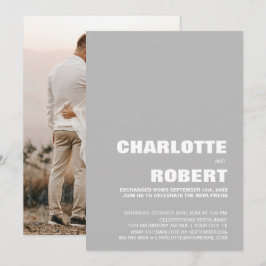 Moderne Minimalistische Grijze Trouwreceptie Kaart