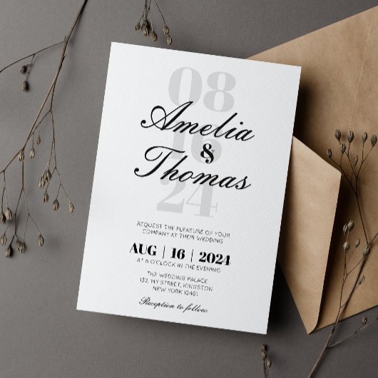 Moderne Minimalistische Grijze & Zwarte Script Tro Kaart