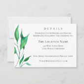 Moderne minimalistische groen bruiloft details kaart (Voorkant)