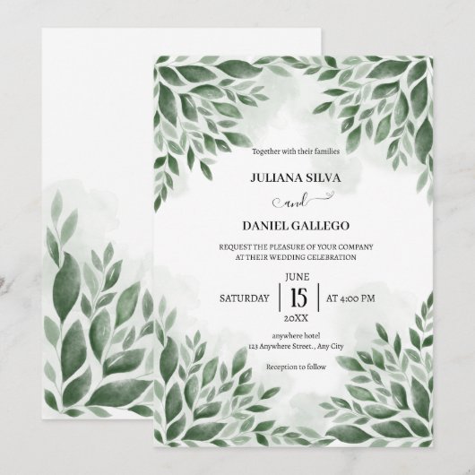 Moderne, minimalistische groen Eucalyptus Foliage Kaart (Voorkant / Achterkant)