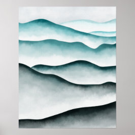 Moderne minimalistische groene Abstracte bergen Poster