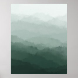 Moderne minimalistische groene bergen Abstract Poster