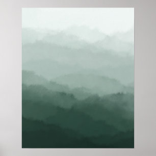 Moderne minimalistische groene bergen Abstract Poster