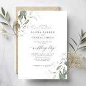 Moderne minimalistische groene blad bruiloft kaart