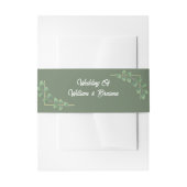 Moderne Minimalistische Groene Blad Bruiloft Uitnodigingen Wikkel (Voorkant Voorbeeld)