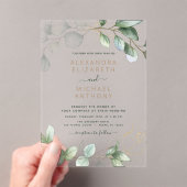 Moderne minimalistische groene blad eucalyptus bru acryl uitnodigingen (Insitu (Draagbaar))