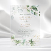 Moderne minimalistische groene blad eucalyptus bru acryl uitnodigingen