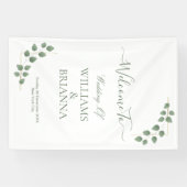 Moderne minimalistische groene bladeren bruiloft b spandoek (Horizontaal)