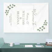 Moderne minimalistische groene bladeren bruiloft b spandoek (Beurs)