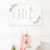 Moderne minimalistische groene bladeren bruiloft b spandoek (Insitu)