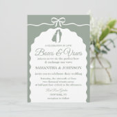 Moderne minimalistische groene bogen & linten brui kaart (Staand voorkant)