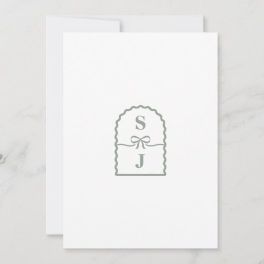 Moderne minimalistische groene bogen & linten brui kaart (Achterkant)